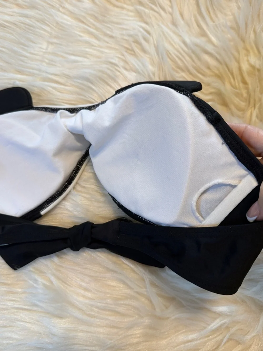 HOT TOPIC Panda Print Bandeau Bikini Swim Top Black & White Size XL Whimsigoth